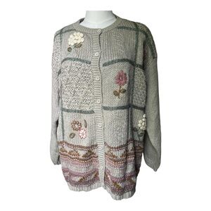 Elegant Floral Patchwork Cardigan